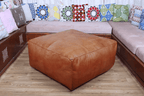 Amazing square Ottoman Pouffe Moroccan leather |