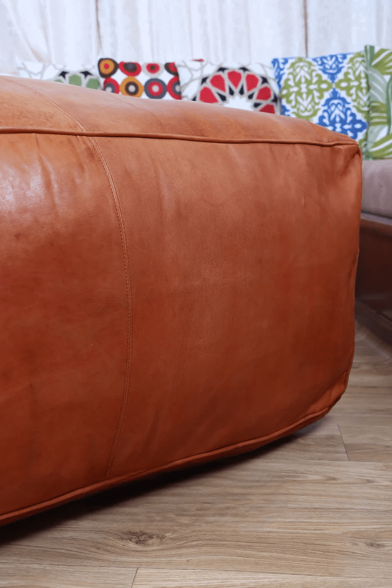 Amazing square Ottoman Pouffe Moroccan leather |
