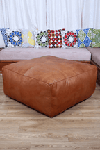 Amazing square Ottoman Pouffe Moroccan leather |