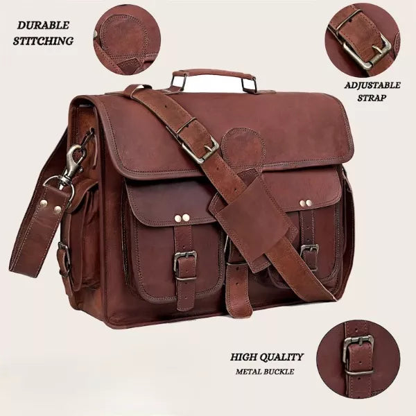 Craftshades Double Pocket Goat Leather Office Bag