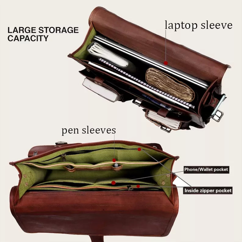 Craftshades Double Pocket Goat Leather Office Bag