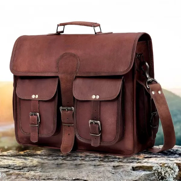 Craftshades Double Pocket Goat Leather Office Bag