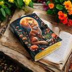 Moonlit Fox Art Leather Diary with Antique Lock