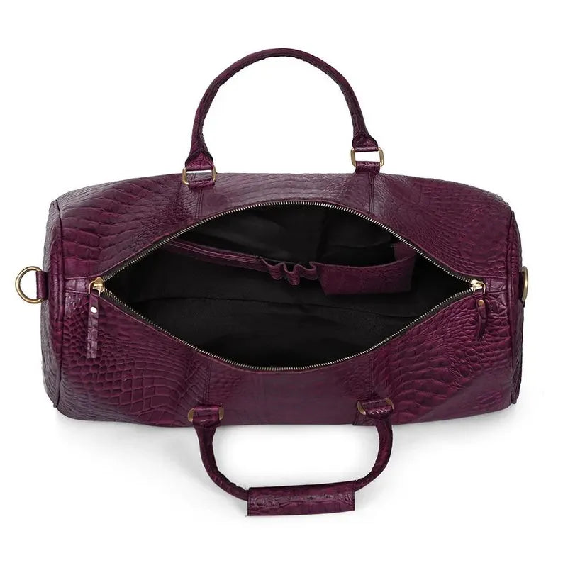 Burgundy/Wine Embossed Leather Duffle