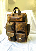 Full Grain Leather Backpack, Vintage Rucksack, 17 Inch Laptop Travel Bag