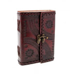 Handcrafted Leather Journal – Flower Embossed, Dark Brown (7x5")