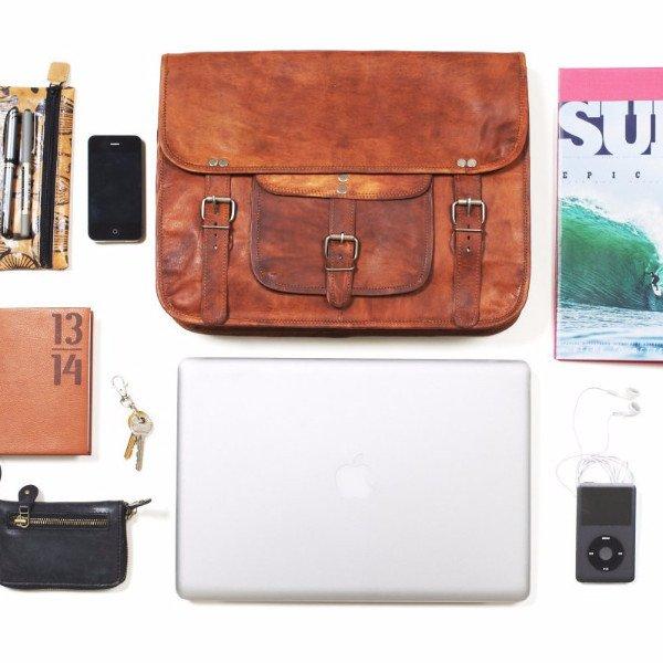 Craftshades – Vintage Single Pocket 13"10 Handcrafted Leather Laptop Bag | 100% Genuine Leather