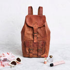 Craftshades - Handcrafted 13*18 Inch Large Goat Leather Backpack |  100% Genuine Leather