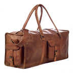 Craftshades -  22 Inches 4 Edges Handcrafted Duffle Goat Leather Bag | 100% Genuine Leather Bag