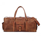 Craftshades -  22 Inches 4 Edges Handcrafted Duffle Goat Leather Bag | 100% Genuine Leather Bag