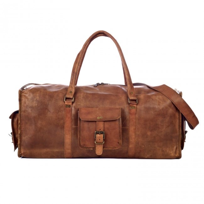Craftshades -  22 Inches 4 Edges Handcrafted Duffle Goat Leather Bag | 100% Genuine Leather Bag
