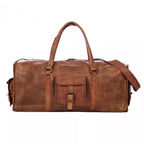 Craftshades -  22 Inches 4 Edges Handcrafted Duffle Goat Leather Bag | 100% Genuine Leather Bag