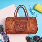 Craftshades - 24 Inch Handcrafted 26" Curved Duffle goat Leather Bag | 100 Genuine Leather