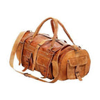 Craftshades - 3 Outer Pockets 24" (Expandable) Edge Handcrafted Duffle Goat  Leather Bag