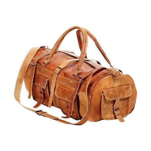 Craftshades Combo - 3 Outer Pockets 24" Edge Handcrafted Duffle Leather Bag &amp; Toiletry Bag