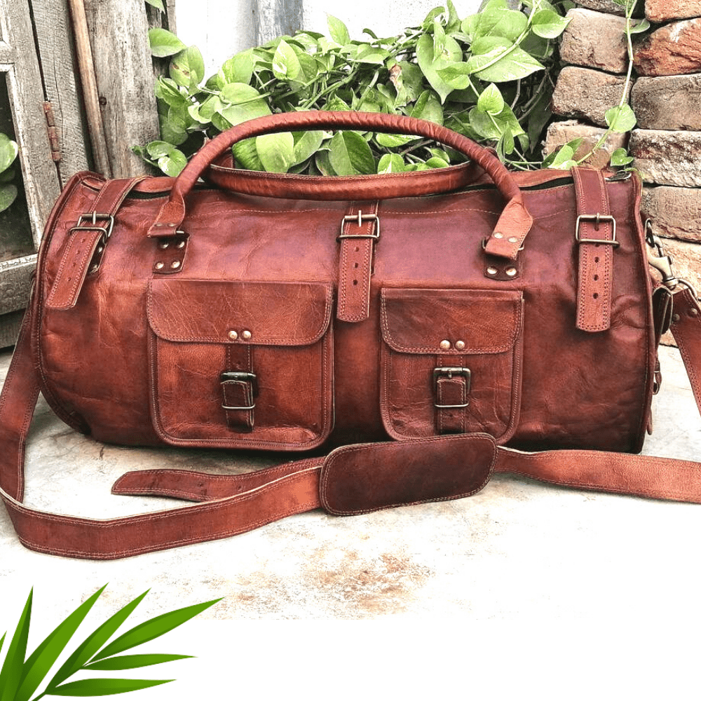 Craftshades – Multiple Pockets 28 Inch Handcrafted Leather Duffle Bag | 100% Genuine Leather