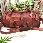 Craftshades – Multiple Pockets 28 Inch Handcrafted Leather Duffle Bag | 100% Genuine Leather