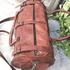 Craftshades - 3 Outer Pockets 24" (Expandable) Edge Handcrafted Duffle Goat Leather Bag | 100% Genuine Leather