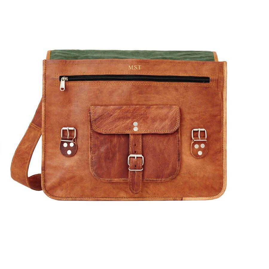 Craftshades – Vintage Single Pocket 15"11 Handcrafted Leather Laptop Bag | 100% Genuine Leather