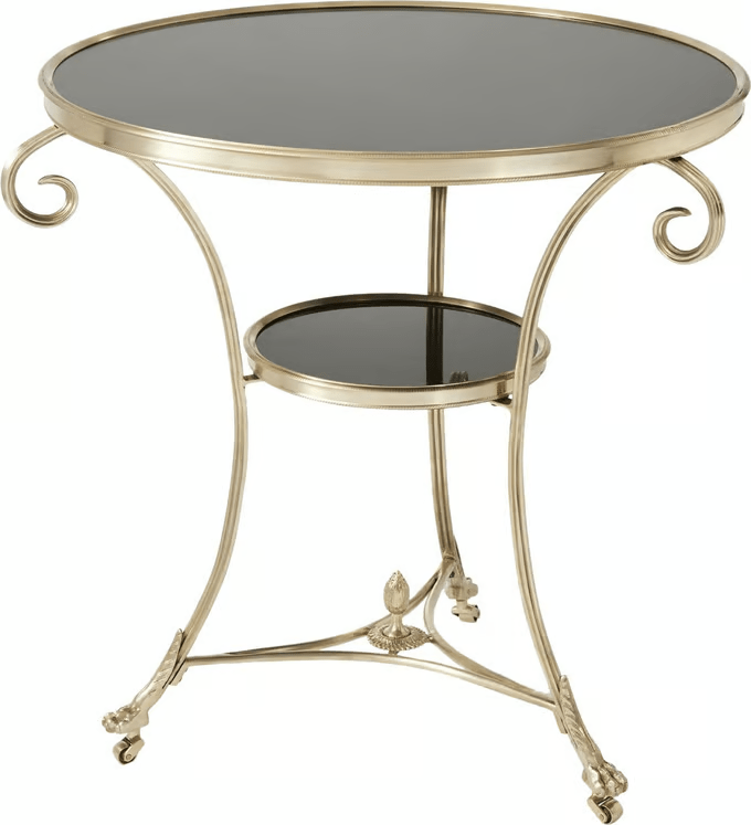 Gueridon Brass &amp; Granite Accent Table