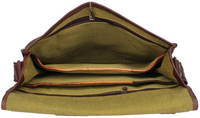 Craftshades – Big Pocket Two Strips 15″11 Handcrafted Leather Laptop Bag | 100% Genuine Leather