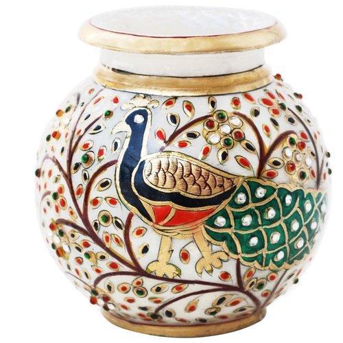 peacock moti  stuuded flower pot