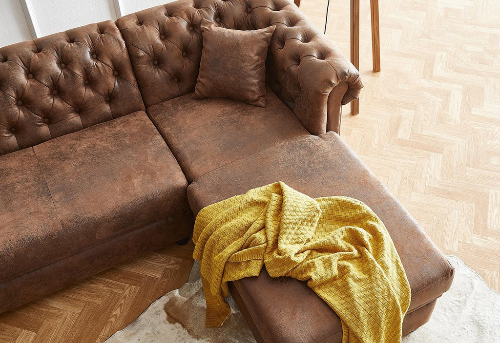 Craftshades Vintage Chesterfield Brown Ottoman Right
