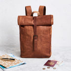 Leather office school college Side bag shoulder bag  | Men's Roll-top Leather Bags
