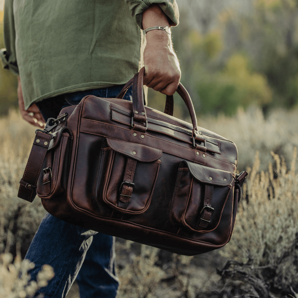 CRAFTSHADES ROOSEVELT BUFFALO LEATHER PILOT BAG - LARGE
