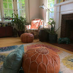 Leather moroccan pouf ottoman for Home by CraftShades