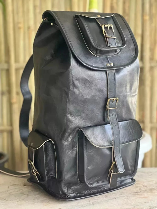 Black Leather Backpack Bag | 100% Genuine Leather