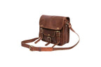 Craftshades - Single Pocket Double Strip Goat Leather Satchel | 100% Genuine Leather
