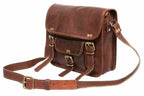 Craftshades – 13 Inch Single Pocket Double Strip Handcrafted Satchel Goat Leather Bag | 100% Genuine Leather