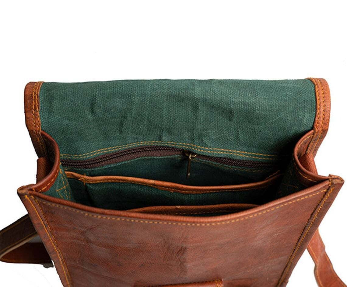 Craftshades – 9*11" front pocket Handcrafted Canvas+ Goat Leather Sling Bag | 100% Genuine Leather