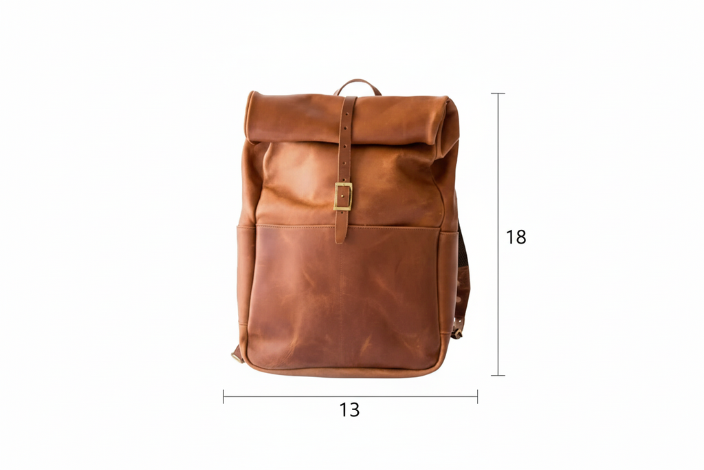 Craftshades - Unisex Roll-Top Leather Laptop Backpack