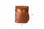 Craftshades - Unisex Roll-Top Leather Laptop Backpack