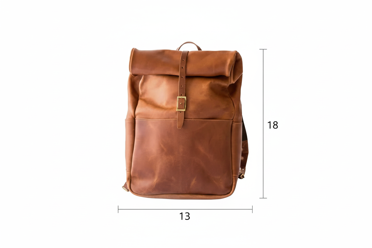 Craftshades - Unisex Roll-Top Leather Laptop Backpack