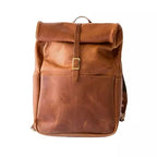Craftshades - Unisex Roll-Top Leather Laptop Backpack