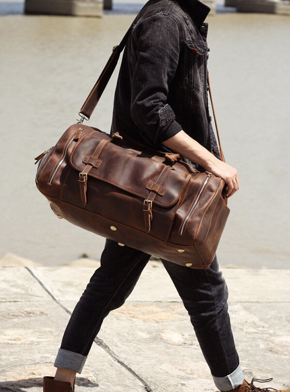 Craftshades Vintage Leather men's Travel Duffle luggage Bag