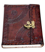 Handcrafted Leather Journal – Flower Embossed, Dark Brown (7x5")