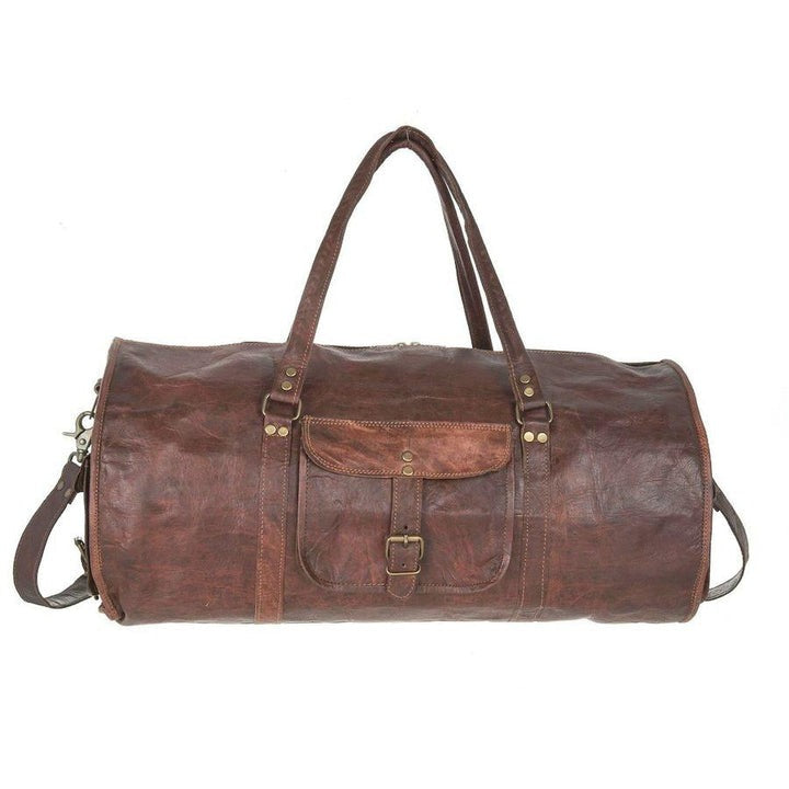 Craftshades - 24 Inch Handcrafted 26" Curved Duffle goat Leather Bag | 100 Genuine Leather