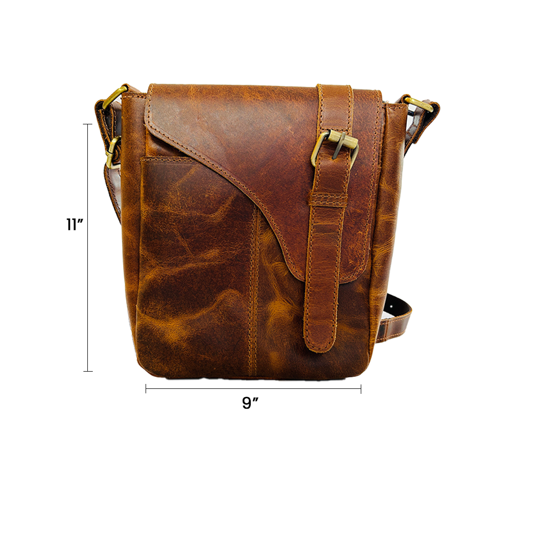 Craftshades - 9*11 Inch Buffalo light brown Leather Sling Bag | 100% Genuine Leather