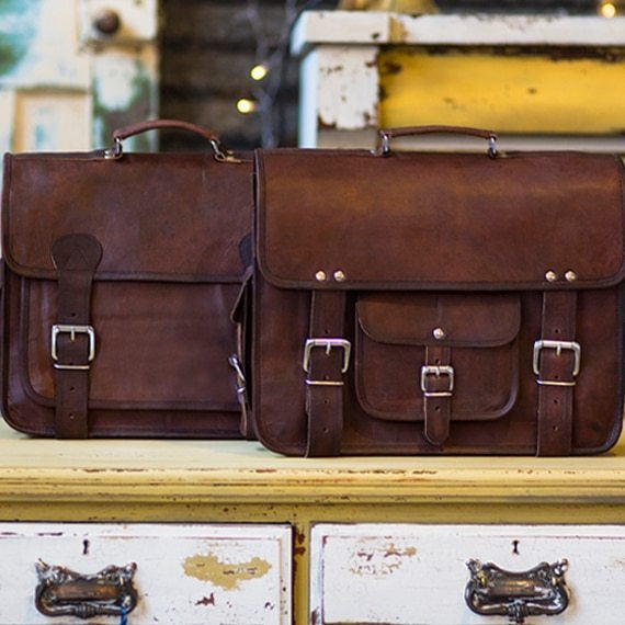 Craftshades – Vintage Single Pocket 13"10 Handcrafted Leather Laptop Bag | 100% Genuine Leather