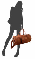 Craftshades - 24 Inch Handcrafted 26" Curved Duffle goat Leather Bag | 100 Genuine Leather